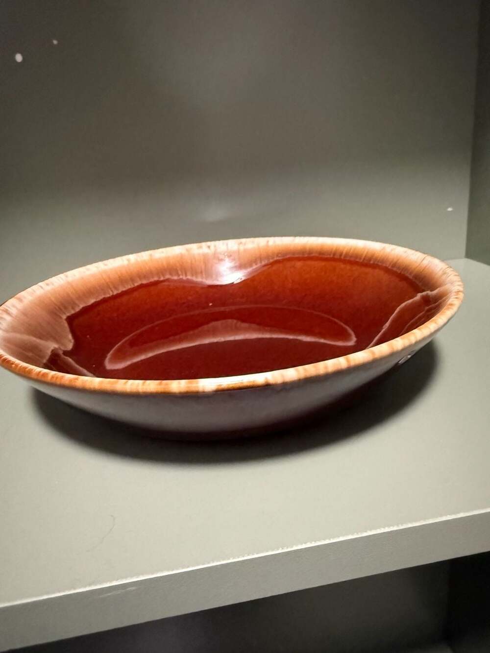 Hull Soup Bowl 7 1/2 Inch Brown Drip Glaze USA